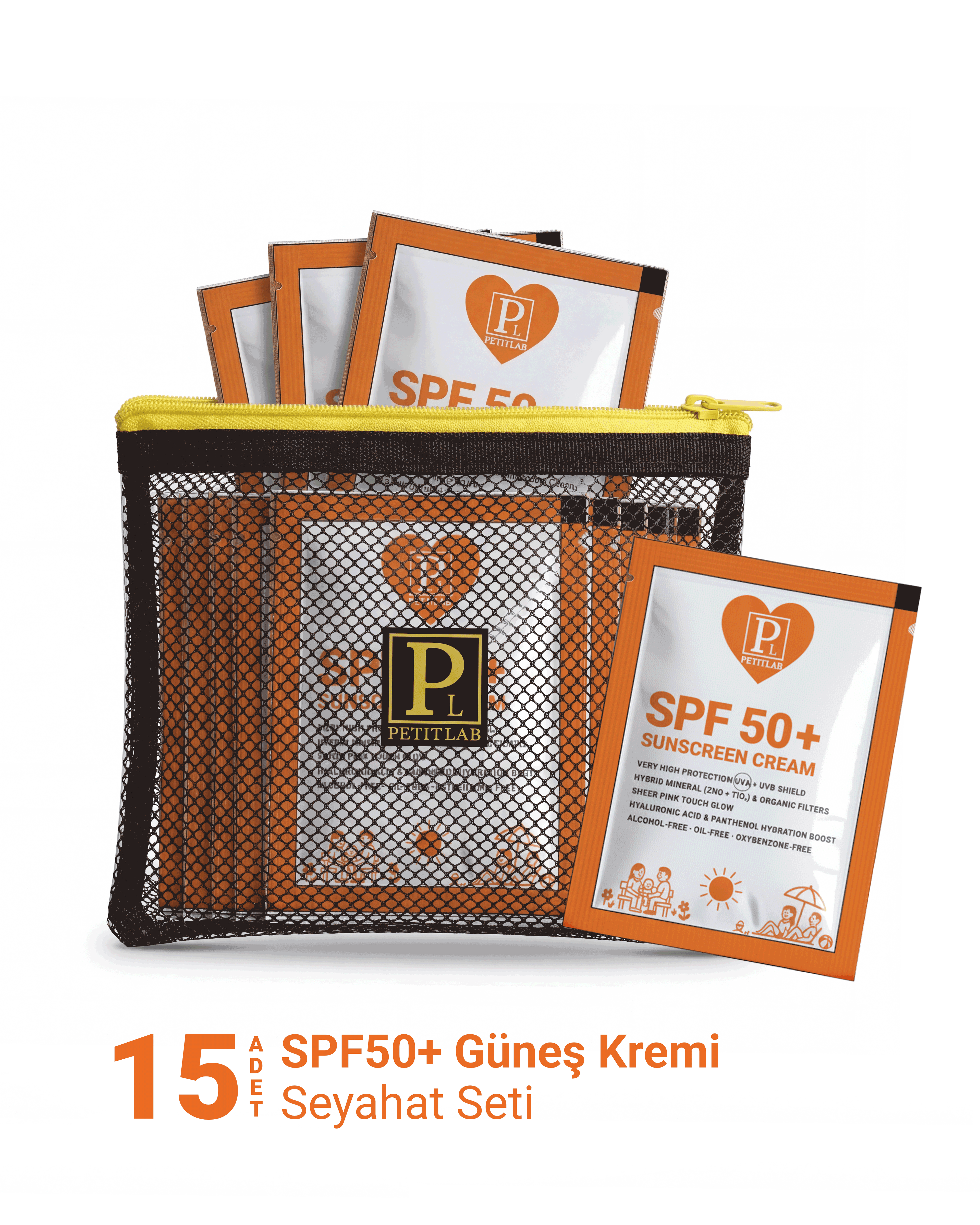 PetitLab Travel Set 15'li Şase Güneş Kremi *Organizatör Çanta Hediyeli