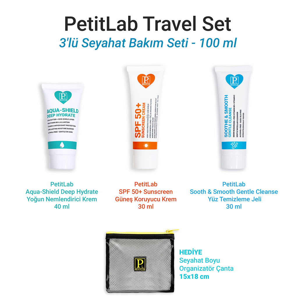 PetitLab Travel Set 3'lü Seyahat Bakım Seti *Organizatör Çanta Hediyeli