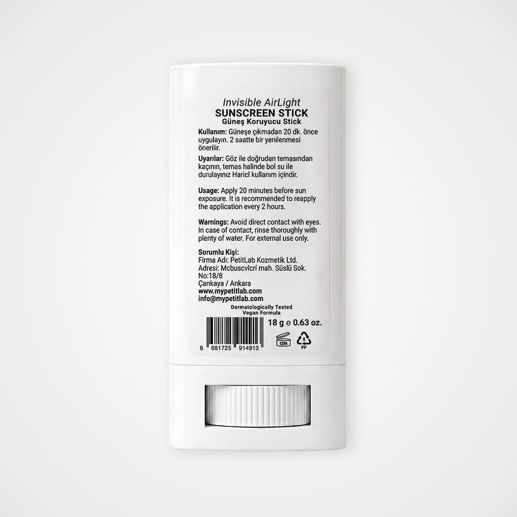PetitLab sunstick SPF 50+ PA++++ makyaj üzerine uygulama