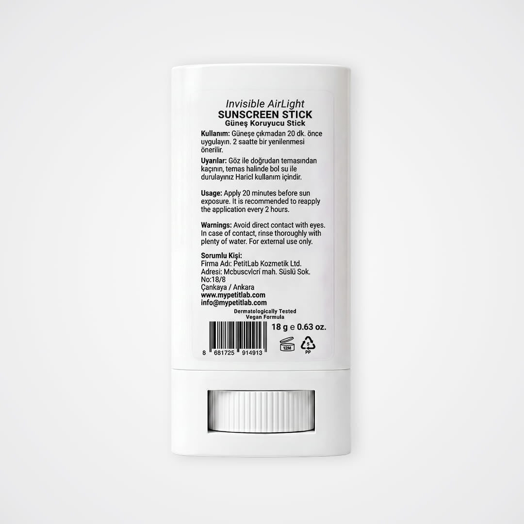 PetitLab sunstick SPF 50+ PA++++ makyaj üzerine uygulama